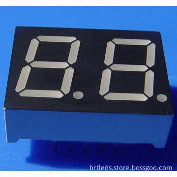 Dual-digit 7 Segment LED Display, 0.5 inch Blue color, Common Anode, White Segment and Black Face